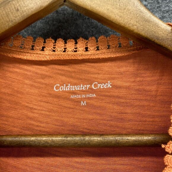 Coldwater Creek T-Shirt Women M Medium Orange Crew Neck Short Sleeve Cotton - Picture 5 of 9